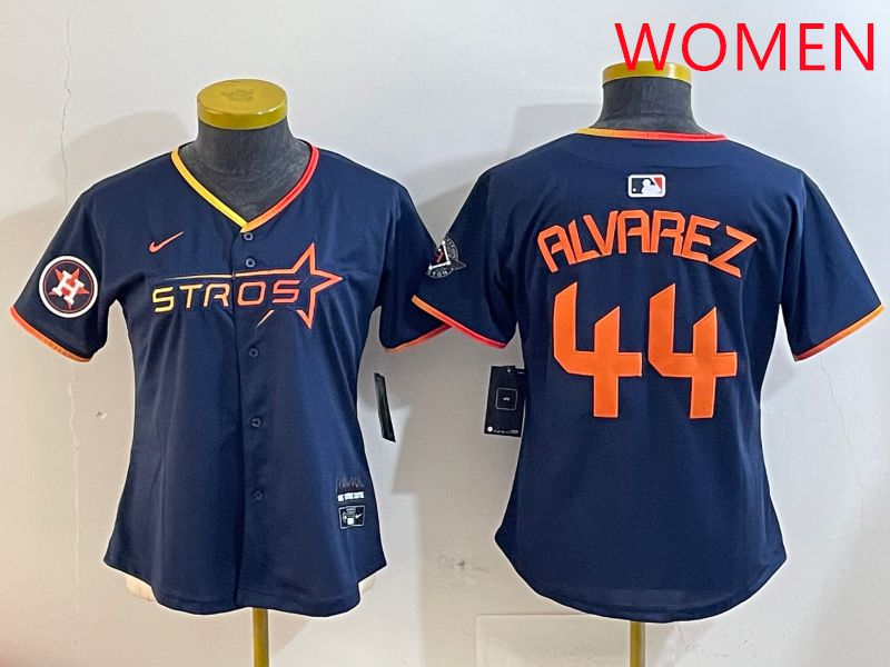 Women Houston Astros #44 Alvarez Drak Blue Three generations Joint Name 2025 Nike MLB Jersey style 41010->women mlb jersey->Women Jersey